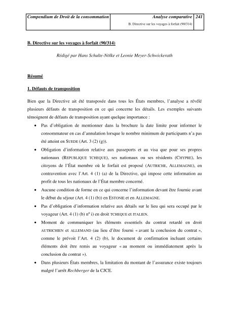 B. Directive sur les voyages à forfait 90/314/CEE - EU Consumer ...