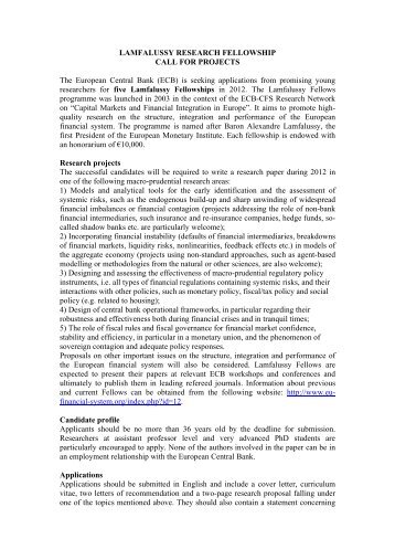 lamfalussy research fellowship - ECB-CFS Research Network