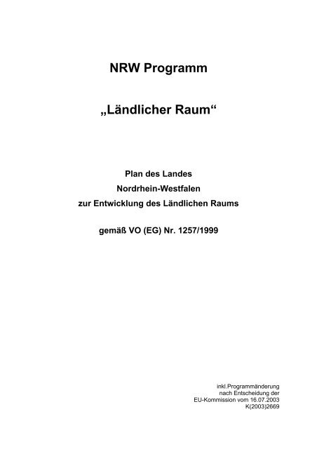 NRW Programm „Ländlicher Raum“ - EU-Förderung des