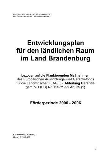 Entwicklungsplan für den ländlichen Raum im Land Brandenburg