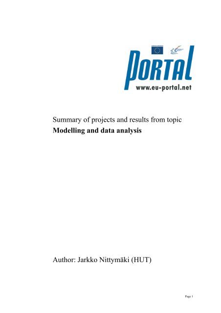 view summary (pdf) - PORTAL - Promotion of results in Transport ...
