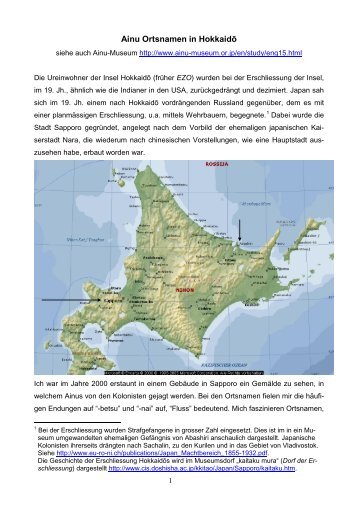 Verzeichnis und Erklärung der Ainu-Ortsnamen Hokkaidos - EU-RO-NI