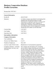 Business Cooperation Database Profile Extraction