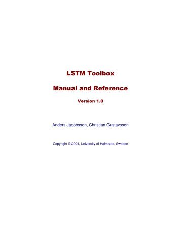 LSTM Toolbox Manual and Reference