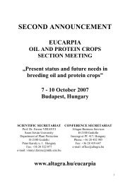 second announcement eucarpia oil and protein crops section meeting