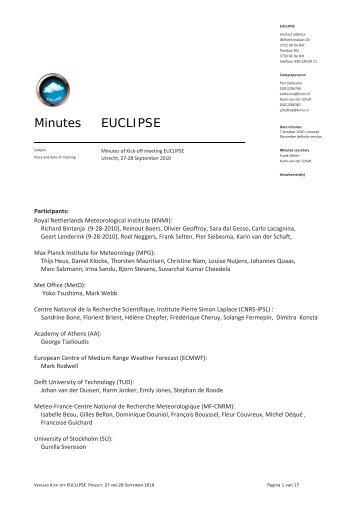 Minutes of the meeting - euclipse