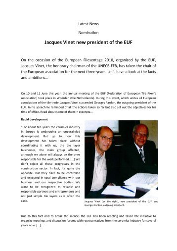 Jacques Vinet new president of the EUF