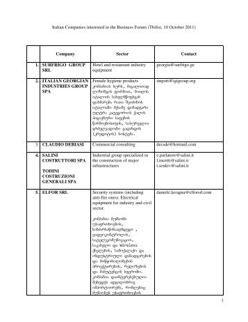 1 Italian Companies interested in the Business Forum ... - EUGBC