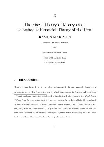 3 The Fiscal Theory of Money as an Unorthodox Financial Theory of ...