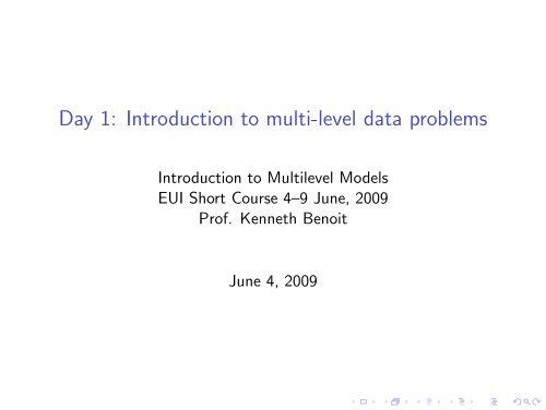 Day 1: Introduction to multi-level data problems