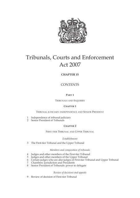 Tribunals, Courts and Enforcement Act 2007 - Legislation.gov.uk