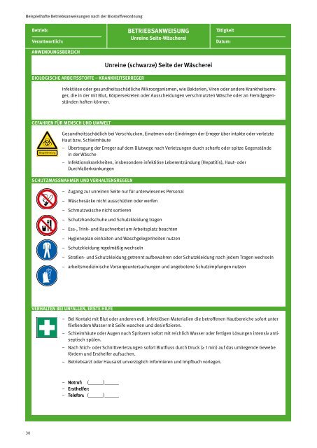 Betriebsanweisungen nach der Biostoffverordnung