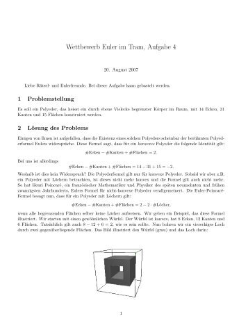 Lösung Aufgabe 4 - Wettbewerb Euler im Tram ... - Euler 2007