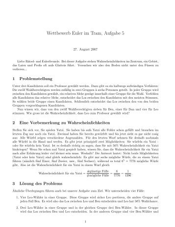 Lösung Aufgabe 5 - Euler 2007