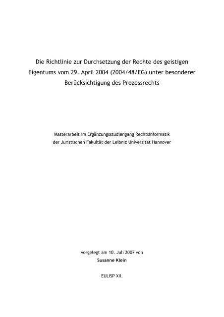 Die Richtlinie zur Durchsetzung der Rechte des ... - Eulisp.com