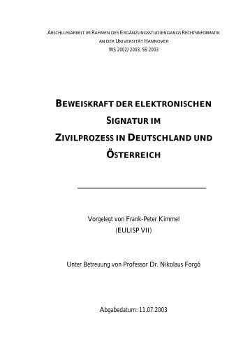 beweiskraft der elektronischen signatur im zivilprozess - Eulisp.com