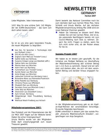 NEWSLETTER - EUMA Germany