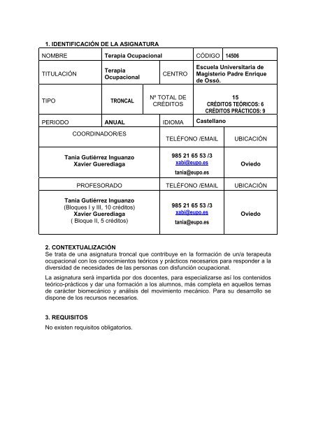 Terapia Ocupacional - Escuela Universitaria Padre Enrique de Ossó