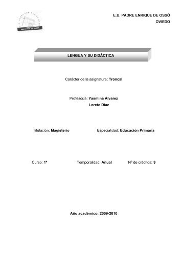 Lengua y su didáctica - Escuela Universitaria Padre Enrique de Ossó