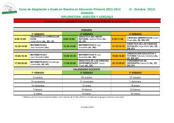 Horarios CAG Audición y Lenguaje