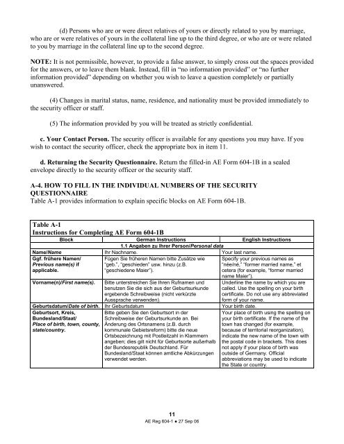 Army in Europe Regulation 604-1 - US Army in Europe