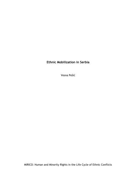 Ethnic Mobilization in Serbia - EURAC