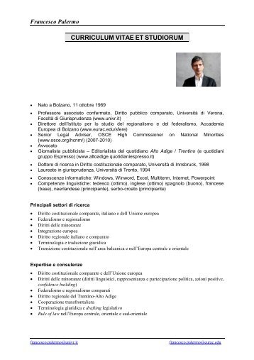 CURRICULUM VITAE ET STUDIORUM - EURAC