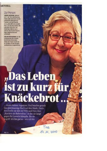 Das Leben ist zu kurz für Knäckebrot - Sabine Asgodom