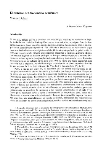 El caminar del diccionario académico Manuel Alvar - Euralex