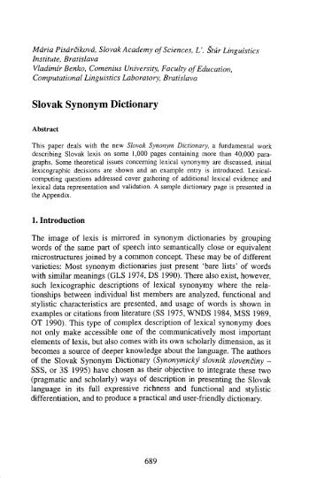 Slovak Synonym Dictionary.pdf - Euralex