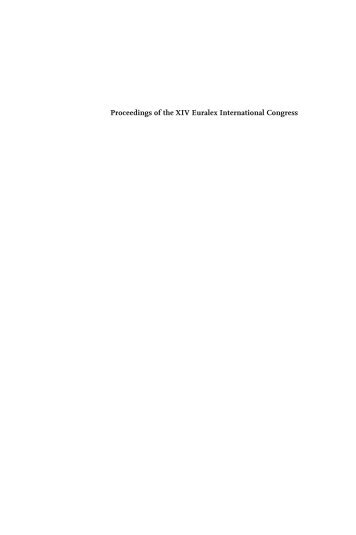 Proceedings of the XIV Euralex International Congress