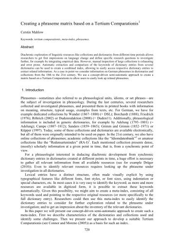 Creating a phraseme matrix based on a Tertium ... - Euralex