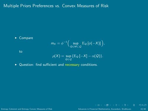 Entropy Coherent and Entropy Convex Measures of Risk - Eurandom