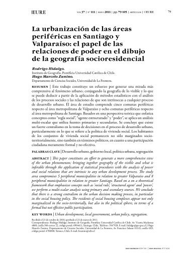 La urbanización de las áreas periféricas en Santiago y ... - SciELO