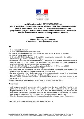 Arrêté préfectoral n° DDTM/SEBF/2013/033 relatif au régime d ...