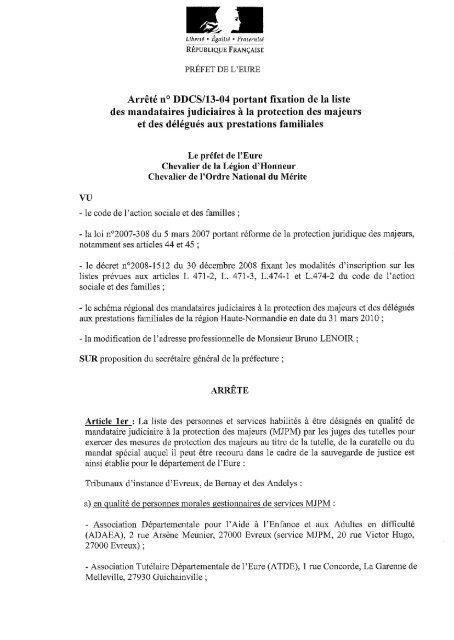 Arrêté du 4 mars 2013 fixant la liste des MJPM DPF - 0,12 Mb