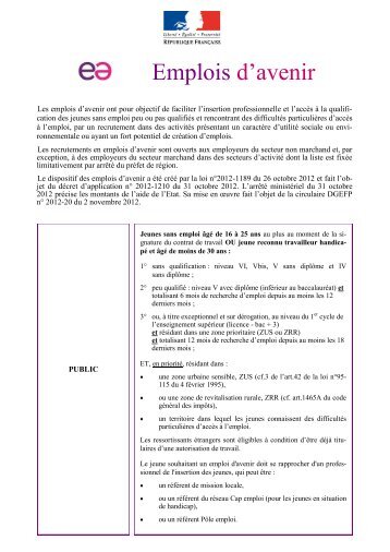 Fiche emploi d'avenir