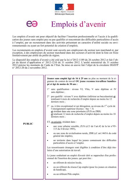 Fiche emploi d'avenir