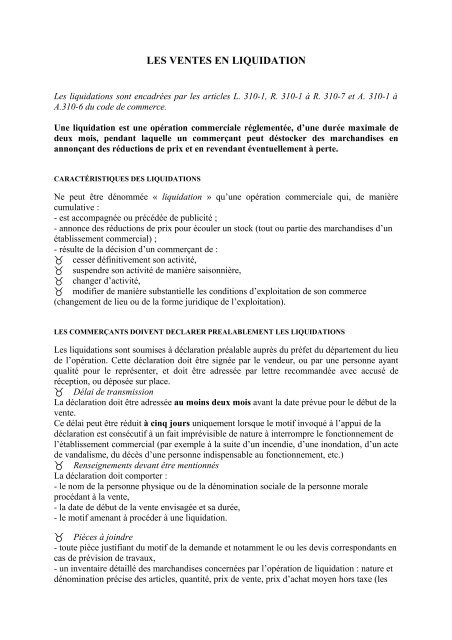 LES VENTES EN LIQUIDATION