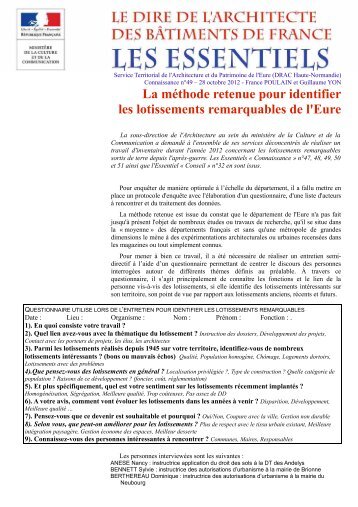 La méthode retenue pour identifier les lotissements remarquables ...