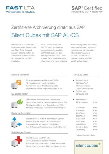 Silent Cubes mit SAP AL/CS - FAST LTA AG