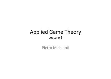 Applied Game Theory