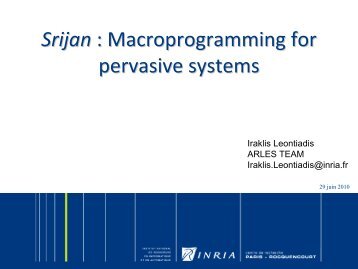 Srijan: Macroprogramming for the IoT - Eurecom