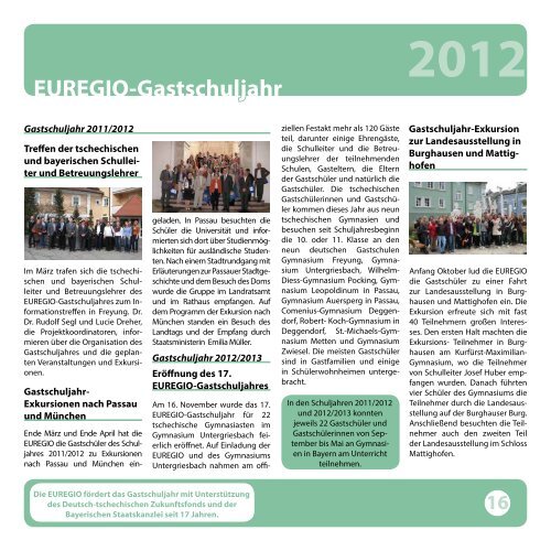 EUREGIO-Geschäftsbericht 2012 / 20 Jahre - Euregio Bayerischer ...