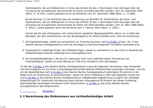 Arbeitslosengeld II / Sozialgeld-Verordnung - Alg II-V - Eureka24.de