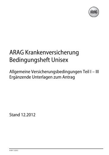 ARAG Krankenversicherung Bedingungsheft Unisex - Eureka24.de