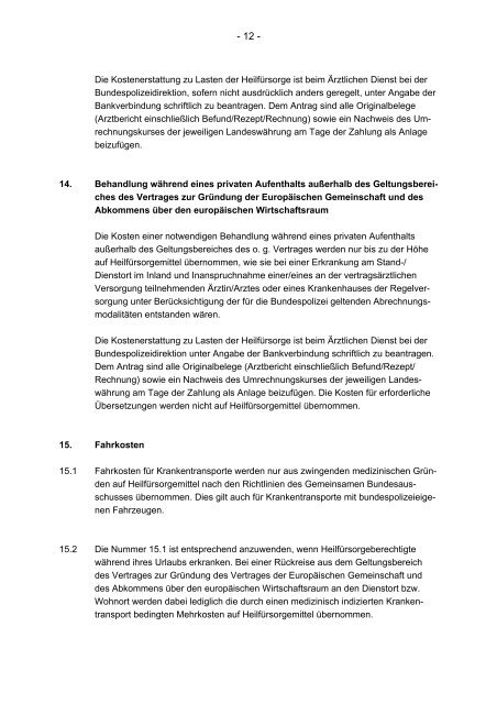 Verordnung über die freie Heilfürsorge der ... - Eureka24.de