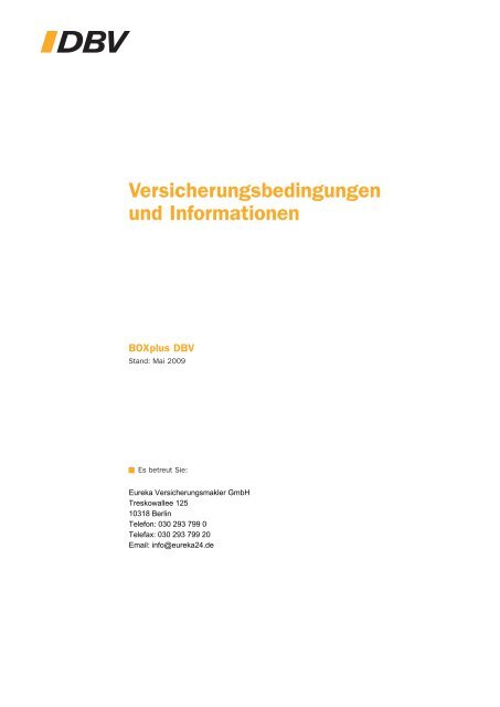 Versicherungsbedingungen Und Informationen Eureka24 De