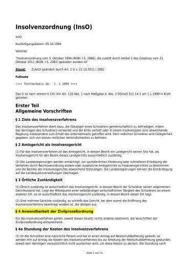 Insolvenzordnung (InsO) - Eureka24.de