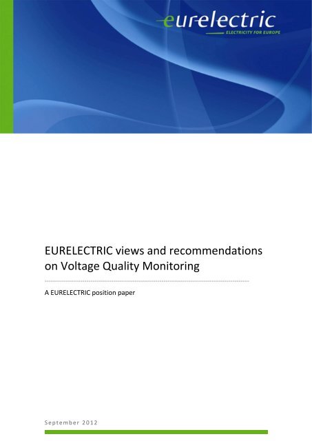 EURELECTRIC views and recommendations on Voltage Quality ...